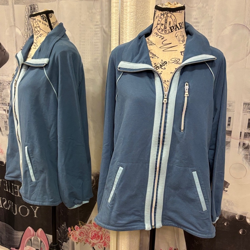 Ruby Rd Blue Zip-Up Jacket - Picture 1 of 4